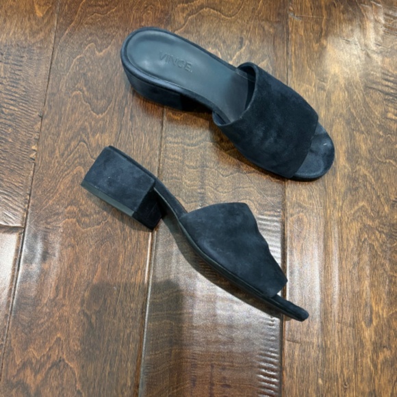 VINCE RACHELLE-2 Navy blue SUEDE mules sandals ITALY - Picture 7 of 7
